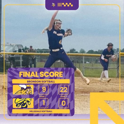 Bronson softball sweeps DH against Hillsdale
